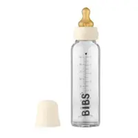 BIBS Baby Glass Bottle Complete Set Latex 225ml Ivory - 1 stk