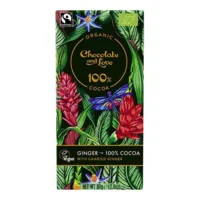 Chokolade 100% kakao med kandiseret ingefær Økologisk - 80 gram