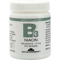 B3 Niacin Nikotinsyre 9 mg - 100 tabletter