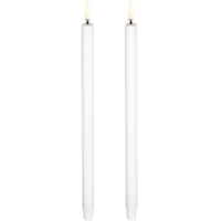 LED mini taper candle, Smooth, 2-pack, 1,3x25 cm Nordic white