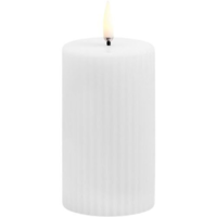 LED pillar candle grooved, Smooth, 5,8x10 cm Nordic white - 1 stk