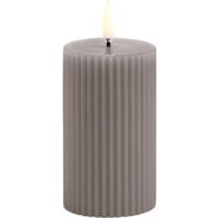 LED pillar candle grooved, Smooth, 5,8x10 cm Sandstone - 1 stk