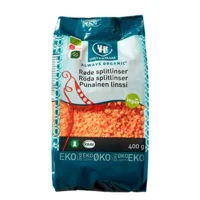 Røde splitlinser Øko. - 400 gram