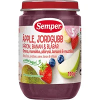 Frugtpure m jordbær,æble,pære,banan & blåbær 5 mdr