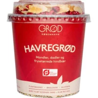 GRØD Havregrød m. mandler, frysetørrede hindbær Ø