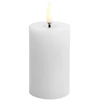LED melted Bloklys, Nordic White, Smooth, 5x7,5 cm