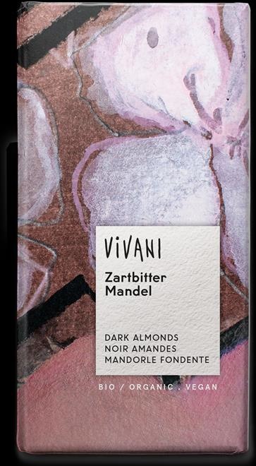 Billede af Vivani chokolade mørk med hele mandler Øko. - 100 gram
