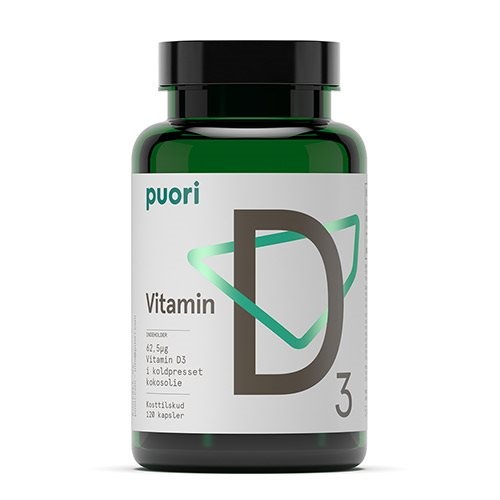Se Vitamin D3 62,5mcg i kokosolie Puori - 120 kapsler hos Duft og Natur
