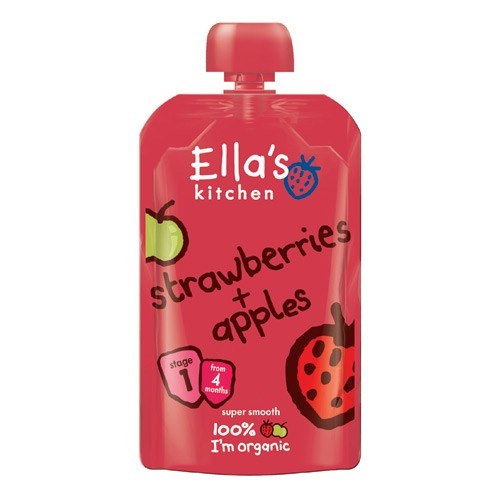 Billede af Ellas Kitchen Babymos jordbær/æble 4 mdr Øko. 120 gram hos Duft og Natur