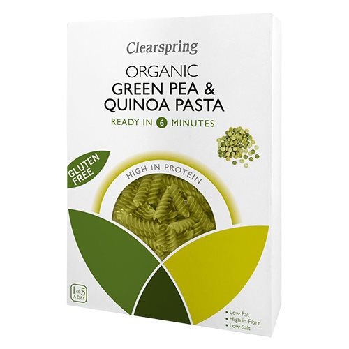 Se Clearspring Grønne ærter & quinoa fusilli Økologisk 250g hos Duft og Natur