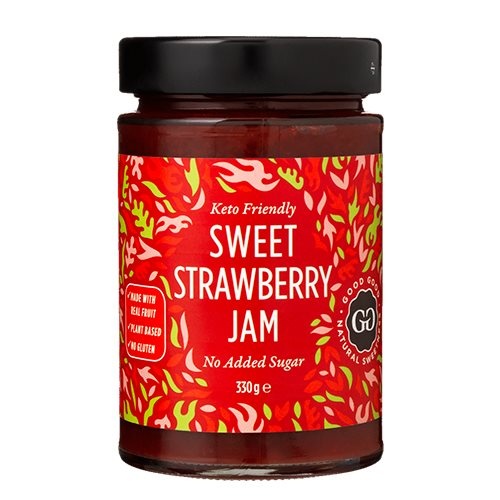Se Jordbærmarmelade med Stevia Sweet Jam - 330 gram hos Duft og Natur