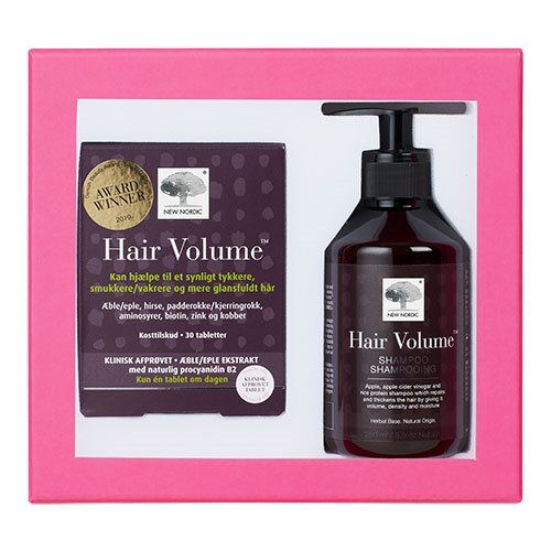 Billede af Hair Volume Gaveæske - værdi 396,- Hair Volume 30 tab + Shampoo 250 ml hos Duft og Natur