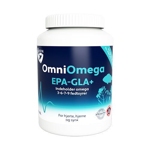 Opdag fordelene ved OmniOmega EPA-GLA+ fra Biosym, som kombinerer de potente omega-3-fedtsyrer EPA med den essentielle omega-6-fedtsyre GLA. Denne unikke formel understøtter hjerte- og karhelse og bidrager til et sundt immunsystem. Kapslerne er lette at sluge og ideelle til daglig brug, hvilket gør dem perfekte for dem, der ønsker at forbedre deres velvære på en naturlig og effektiv måde.

- Kombinerer EPA og GLA for optimal effekt
- Støtter hjerte- og karhelse
- Bidrager til et sundt immunsystem
- Let at tage kapsler
- Velegnet til daglig brug
- Naturlig tilgang til velvære