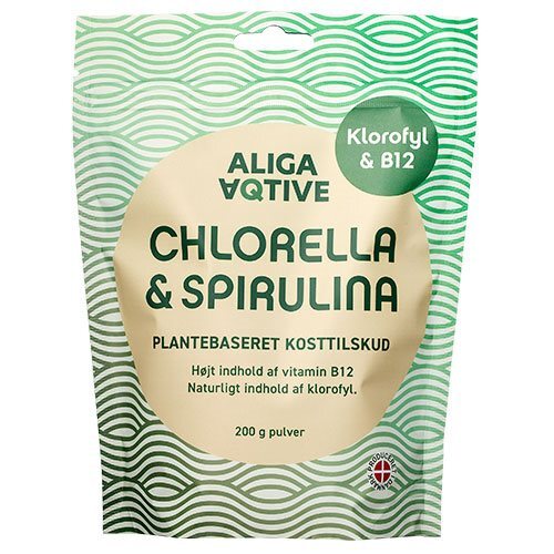 Opdag Aliga Aqtive Chlorella & Spirulina Pulver, 200 g – en kraftfuld kombination af naturens superfoods. Dette pulver er rigt på proteiner, vitamin B12 og klorofyl, som alle bidrager til en sund livsstil. Chlorella er kendt for sine afgiftende egenskaber, mens Spirulina fungerer som en effektiv energikilde. Tilsæt nemt dette pulver til dine smoothies, juicer eller madlavning for et sundt boost. Det er perfekt til veganere og alle, der ønsker at optimere deres ernæring!

- Rigt på protein og vitamin B12
- Naturlig kilde til klorofyl 
- Understøtter immunsystemet 
- Afgiftende egenskaber
- Let at inkludere i din kost 
- Velegnet til veganere og aktive livsstile