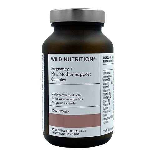 Wild Nutrition Pregnancy + New Mother Support er et nøje sammensat kosttilskud, der understøtter både gravide og nybrydere. Med et unikt kompleks af vitaminer og mineraler bidrager dette produkt til vævsvæksten hos den gravide og fremmer det generelle velvære i denne transformative periode. Hver kapsel er designet til at imødekomme de specifikke behov under graviditeten og efter fødslen, så både mor og barn får den optimale næring.

- Støtter vævsvæksten hos den gravide
- Indeholder essentielle vitaminer og mineraler
- Designet til både graviditet og nybrydere
- Fremmer det generelle velvære for mor og barn
- Daglig dosis i praktiske kapsler
- Naturligt og plantebaseret kosttilskud