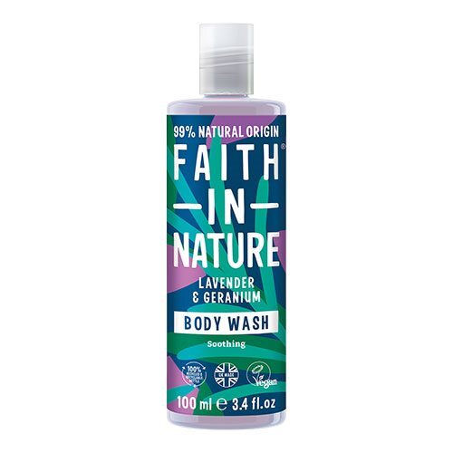 Se Faith In Nature Body Wash Lavendel & Geranium, 100ml hos Duft og Natur