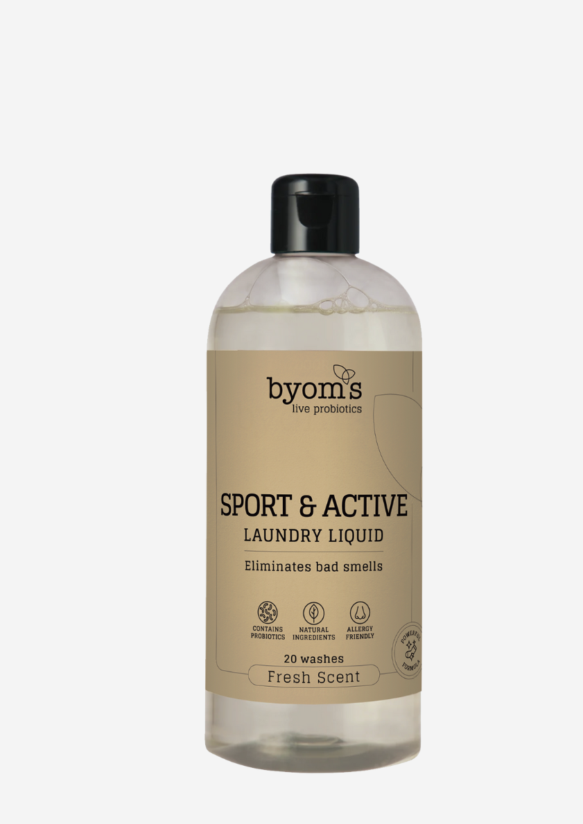 Se Byoms SPORT & ACTIVE PROBIOTIC LAUNDRY LIQUID Fresh Scent 400 ml. hos Duft og Natur