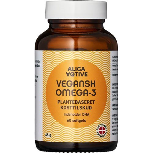 Oplev Aliga Aqtive Vegansk Omega-3, som tilbyder en bæredygtig kilde til essentielle fedtsyrer uden animalske produkter. Hver daglig dosis på 1 kapsel leverer 260 mg DHA-fedtsyre og 158 mg L-Lysin aminosyre, der understøtter hjerte-, hjerne- og øjensundhed. Ideel til veganske livsstile bidrager dette kosttilskud til dit daglige indtag af omega-3, så du kan føle dig energisk og afbalanceret. Vælg Aliga Aqtive for at tage hånd om dit velvære.

- Vegansk Omega-3 kilde
- 260 mg DHA pr. kapsel
- Understøtter hjerte- og hjernefunktion
- Indeholder 158 mg L-Lysin aminosyre
- Bæredygtig og etisk produktion
- Perfekt til veganske kostvaner