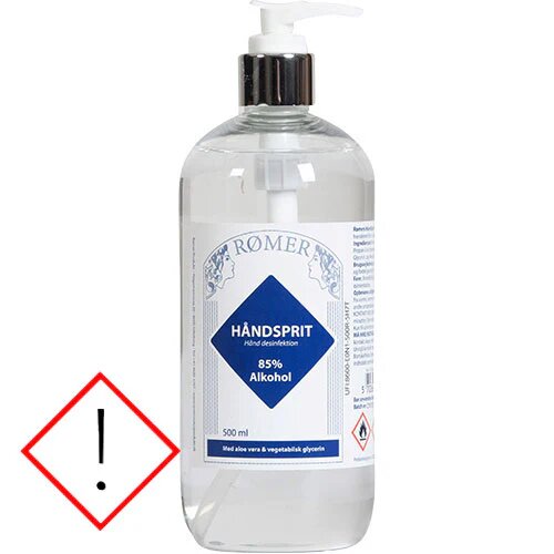 Håndsprit 85% m. glycerin - 500 ml