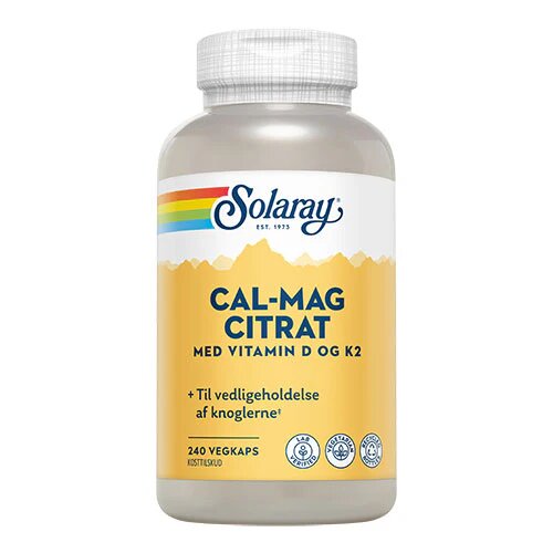 Solaray Cal-Mag Citrat med vitamin D og K2 (240 kap) - Kosttilskud