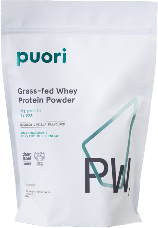 Puori PW1 Grass-fed Whey proteinpulver med bourbon vanilje - 900 gram